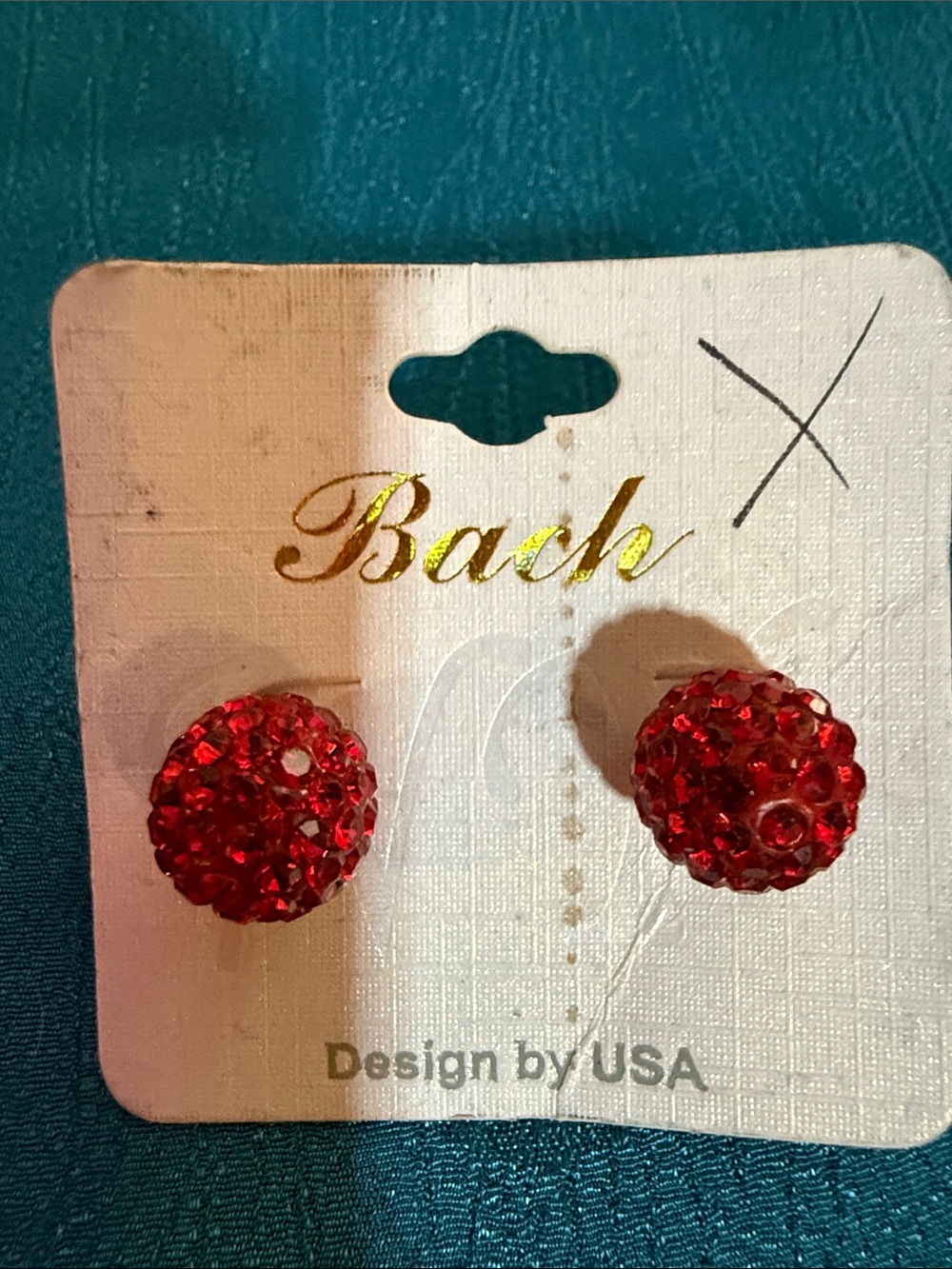 Red Pavé Crystal Stud Earrings